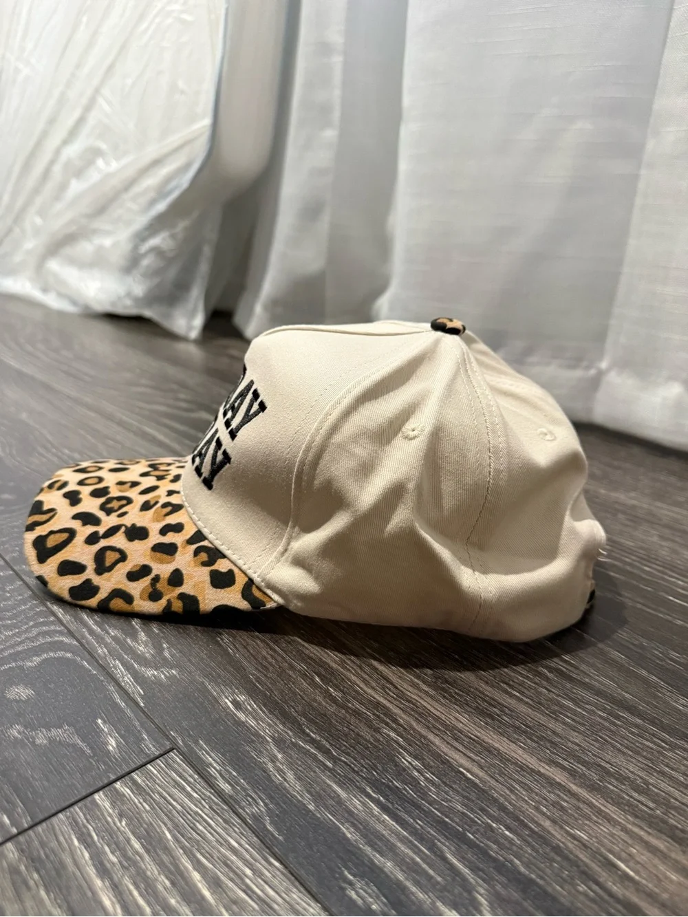 Sunday Funday Leopard Print Baseball Cap - Cream